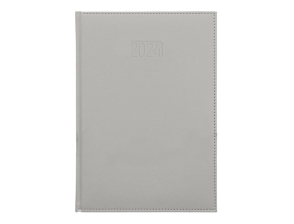 AGENDA ENCUADERNADA LIDERPAPEL CRETA 15X21 CM 2024 SEMANA VISTA COLOR GRIS PAPEL 70 GR
