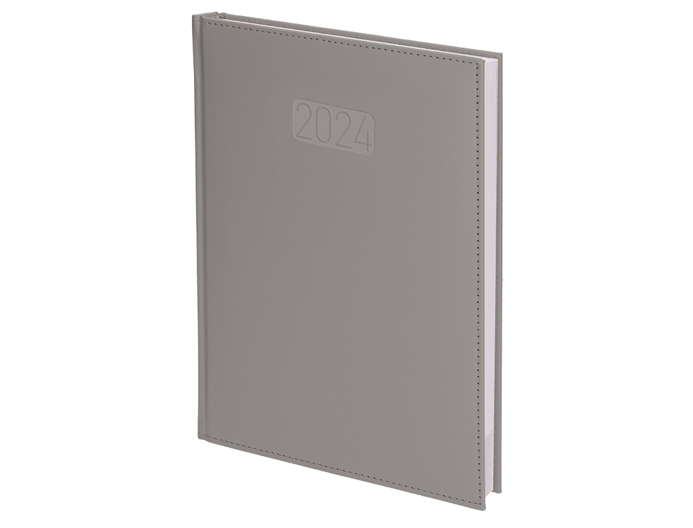 AGENDA ENCUADERNADA LIDERPAPEL CRETA 15X21 CM 2024 SEMANA VISTA COLOR GRIS PAPEL 70 GR