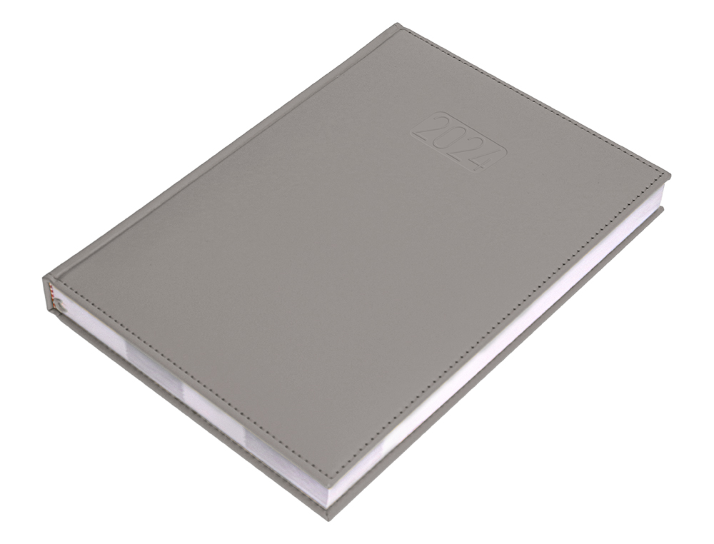 AGENDA ENCUADERNADA LIDERPAPEL CRETA 15X21 CM 2024 SEMANA VISTA COLOR GRIS PAPEL 70 GR