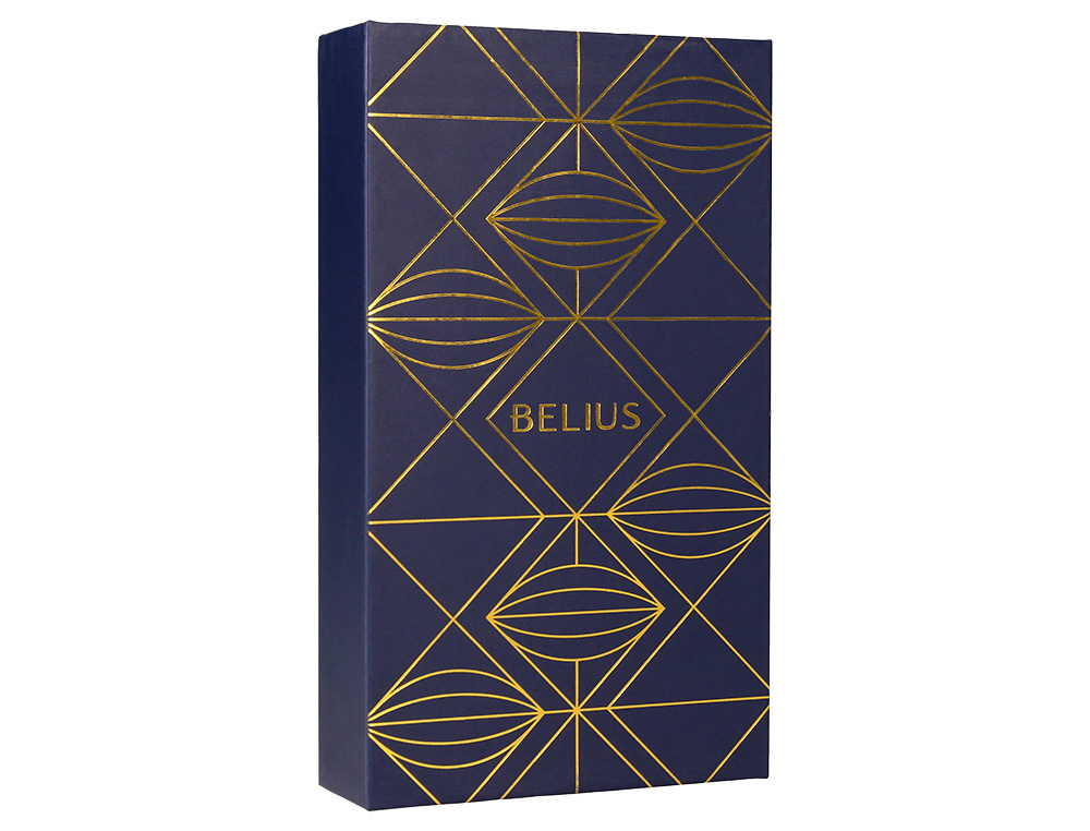 PLUMA Y ESTUCHE BELIUS SOIREE COLOR ART DECO AZUL MARINO Y DORADO TINTA AZUL CAJA DE DISEO