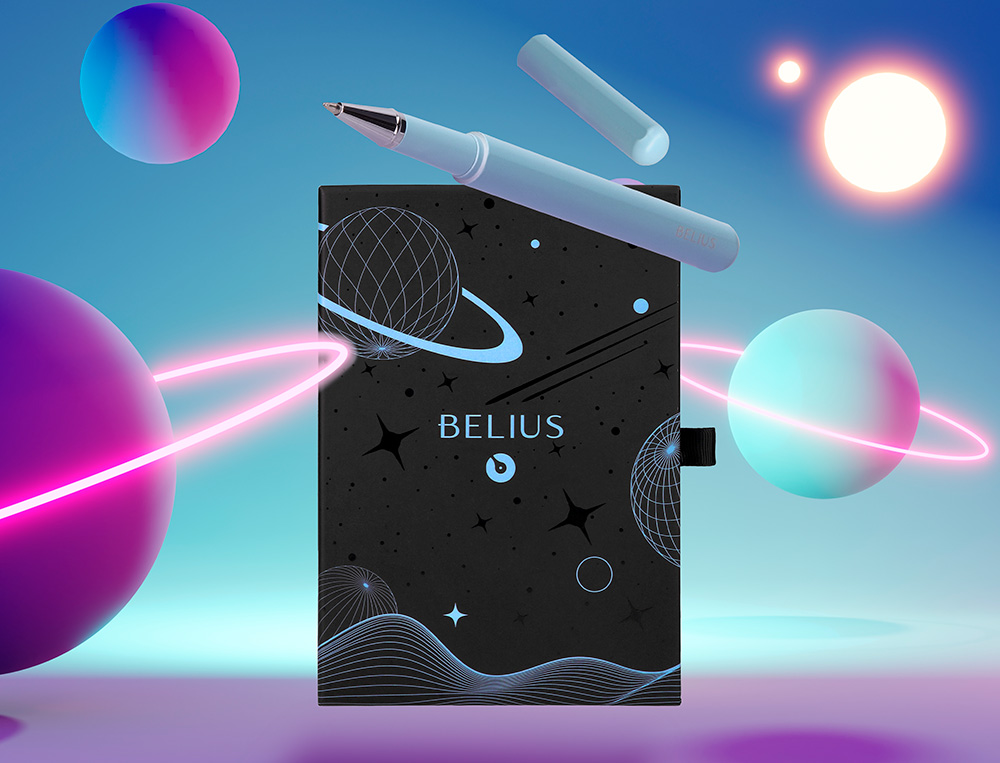 ROLLER Y FUNDA DE SIMILPIEL BELIUS SPACE B COLOR MINIMALISTA AZUL TINTA AZUL CAJA DE DISEO