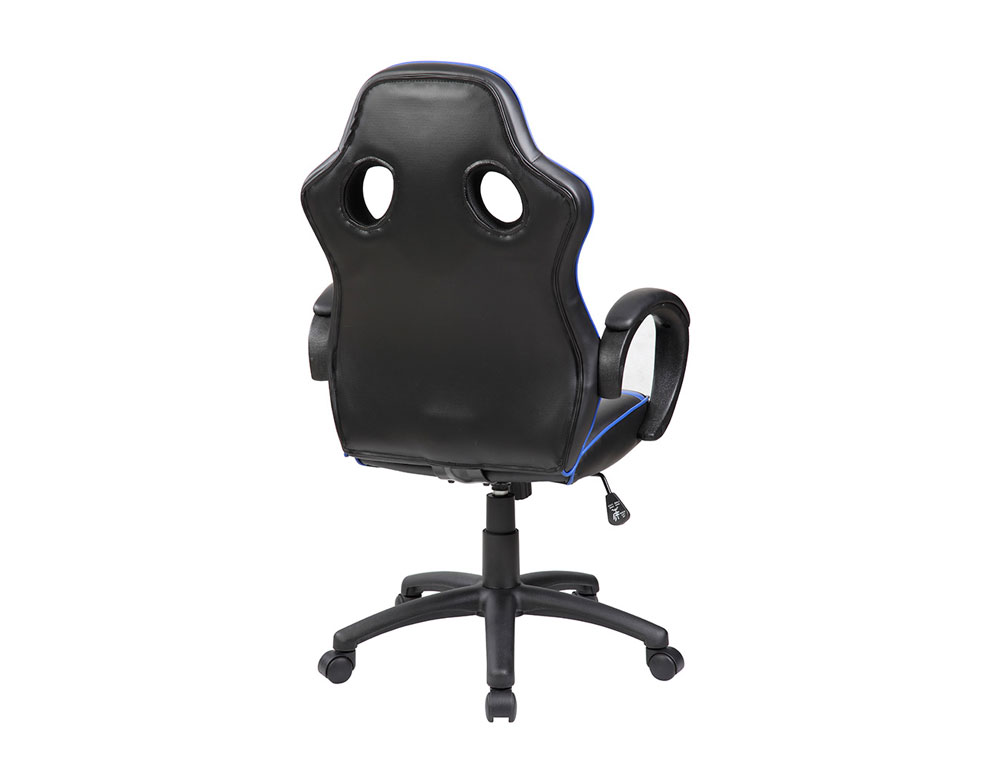 SILLA ROCADA GAMING CON BRAZOS FIJOS BASE NYLON CON RUEDAS BASCULANTE SIMILPIEL NEGRO/AZUL 480X490X1060-1160