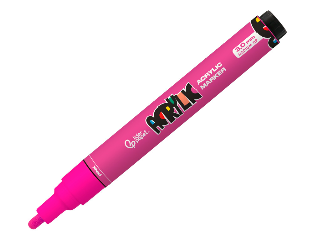 ROTULADOR LIDERPAPEL ACRYLIC BASE AGUA TODO TIPO DE SUPERFICIE PUNTA REDONDA 3 MM ROSA