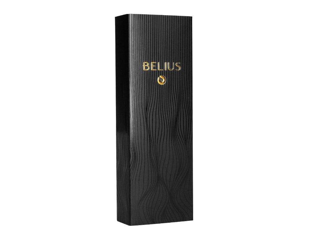 BOLIGRAFO BELIUS NEPTUNO ALUMINIO TEXTURA WAVY COLOR NEGRO TINTA AZUL CAJA DE DISEO