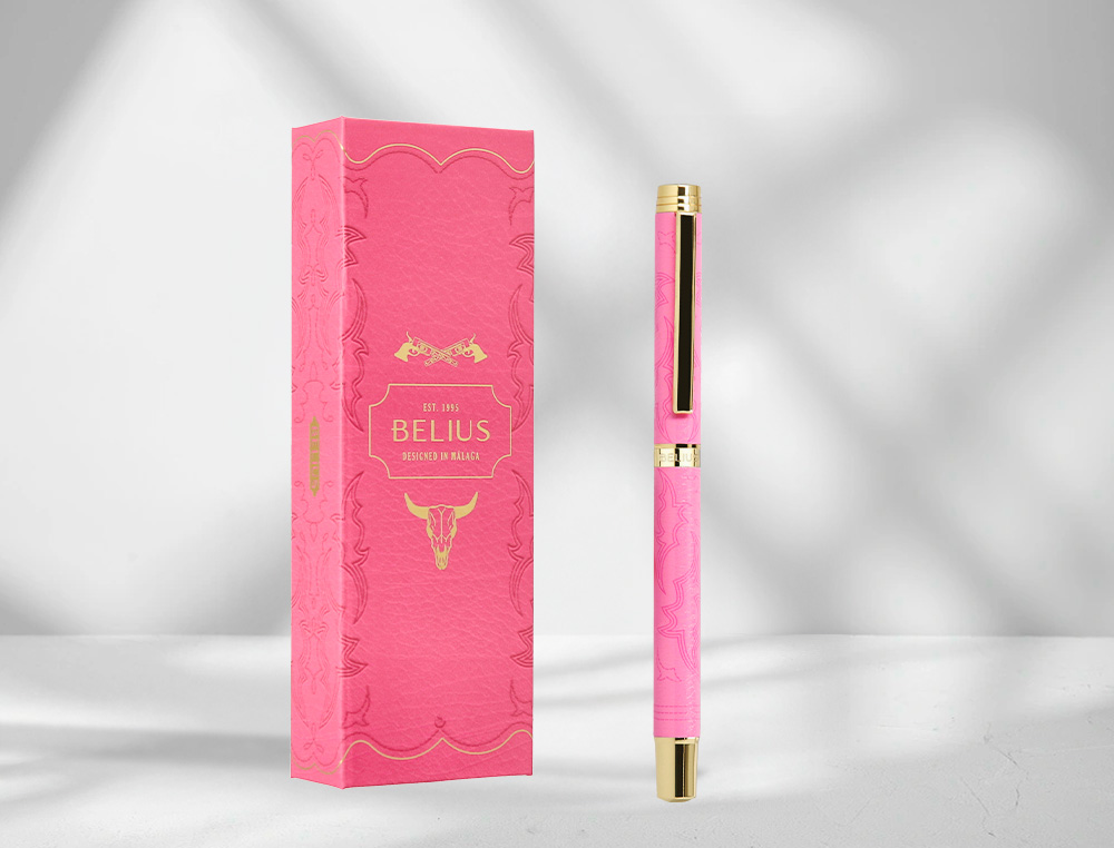 ROLLER BELIUS WILD WEST ALUMINIO COLOR ROSA DORADO TINTA COLOR NEGRO CAJA DE DISEO