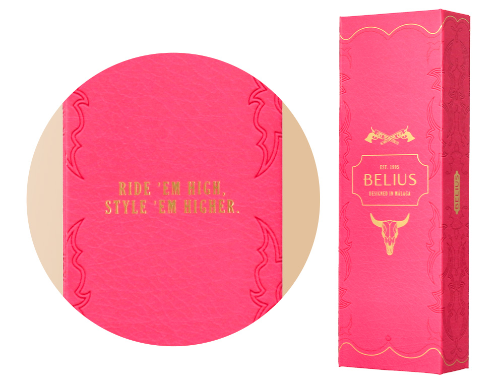 ROLLER BELIUS WILD WEST ALUMINIO COLOR ROSA DORADO TINTA COLOR NEGRO CAJA DE DISEO