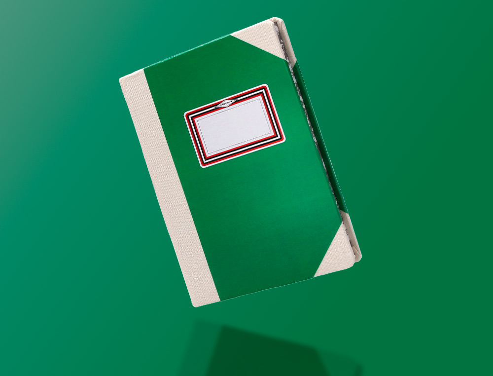 LIBRO CARTONE COSIDO FERNANDES FLECHA DIN A4+ LISO 50 HOJAS 100 GR VERDE