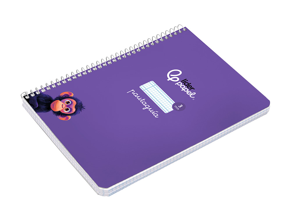 CUADERNO ESPIRAL LIDERPAPEL A5 PAUTAGUIA TAPA DURA 80H 90GR CUADRO PAUTADO 3MM COLOR LILA