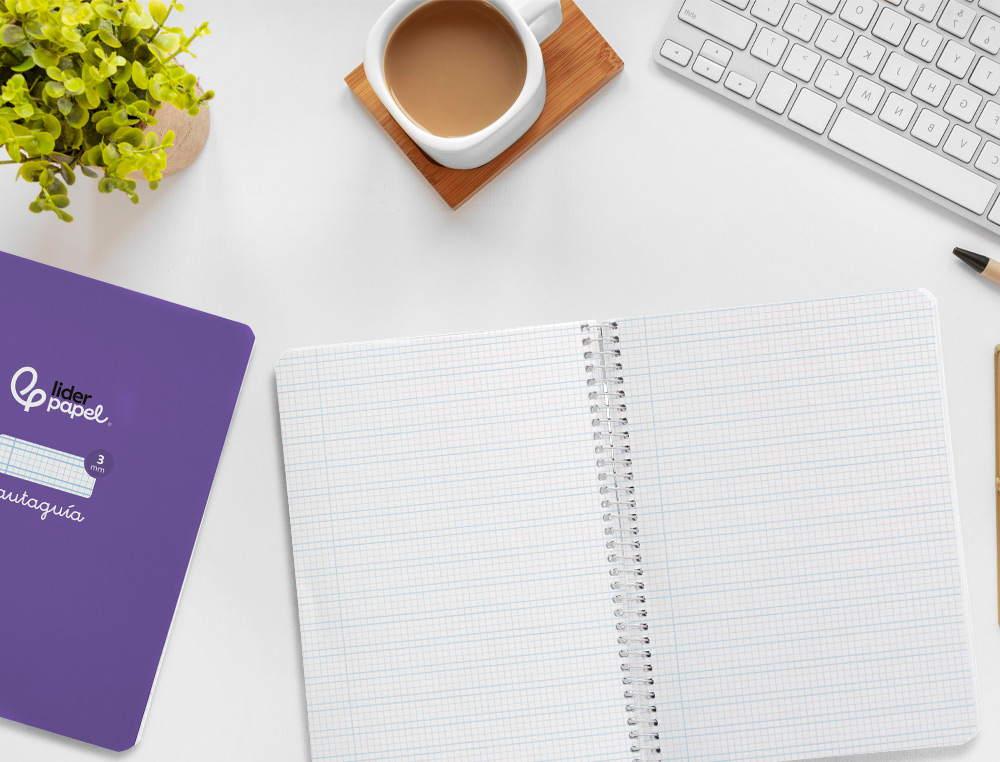 CUADERNO ESPIRAL LIDERPAPEL A5 PAUTAGUIA TAPA DURA 80H 90GR CUADRO PAUTADO 3MM COLOR LILA