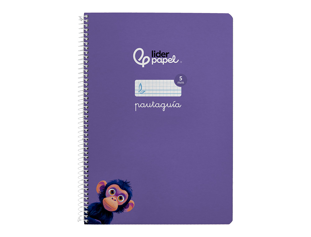 CUADERNO ESPIRAL LIDERPAPEL DIN A4 PAUTAGUIA TAPA DURA 80H 90GR CUADRO PAUTADO 5MM COLOR LILA