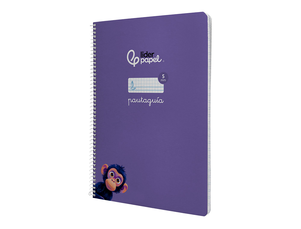 CUADERNO ESPIRAL LIDERPAPEL DIN A4 PAUTAGUIA TAPA DURA 80H 90GR CUADRO PAUTADO 5MM COLOR LILA