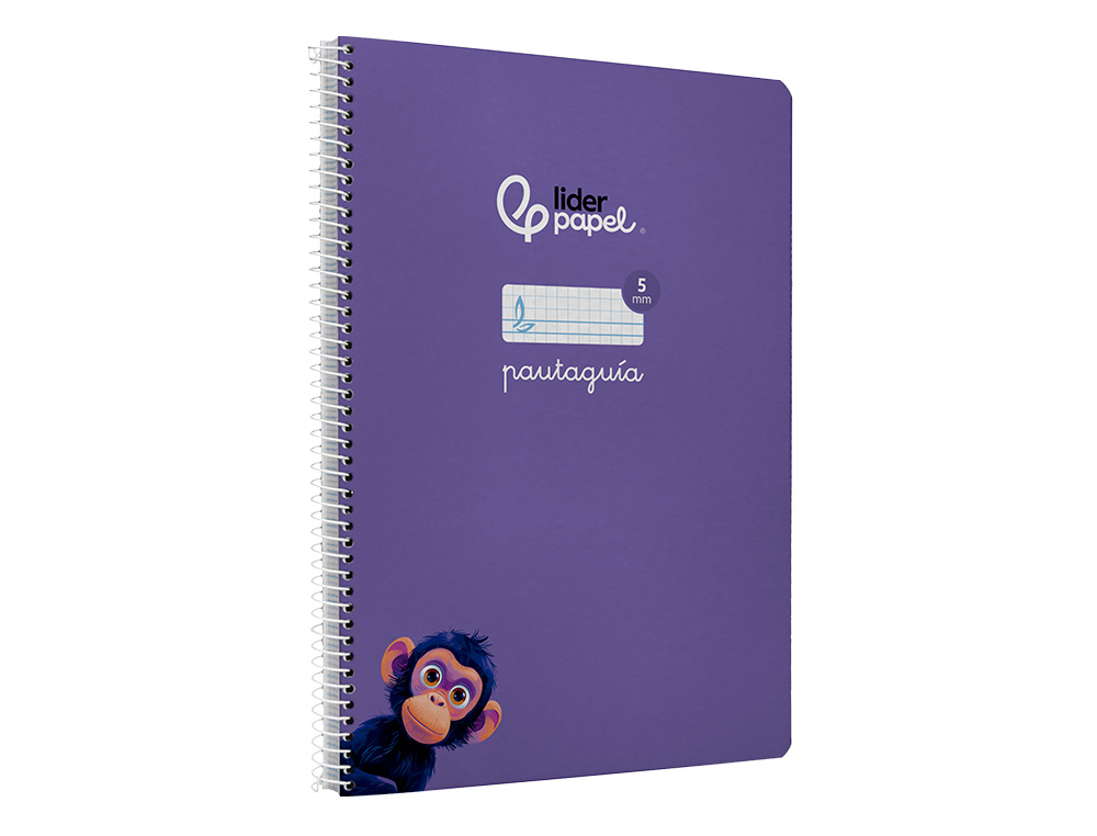 CUADERNO ESPIRAL LIDERPAPEL DIN A4 PAUTAGUIA TAPA DURA 80H 90GR CUADRO PAUTADO 5MM COLOR LILA