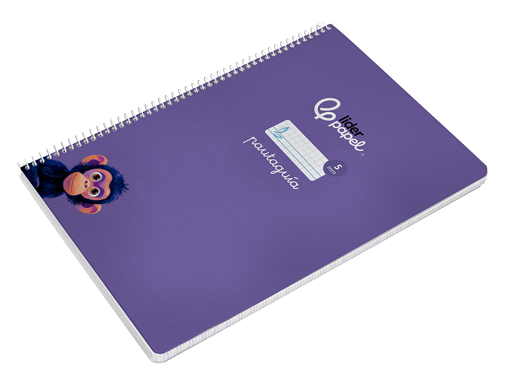 CUADERNO ESPIRAL LIDERPAPEL DIN A4 PAUTAGUIA TAPA DURA 80H 90GR CUADRO PAUTADO 5MM COLOR LILA