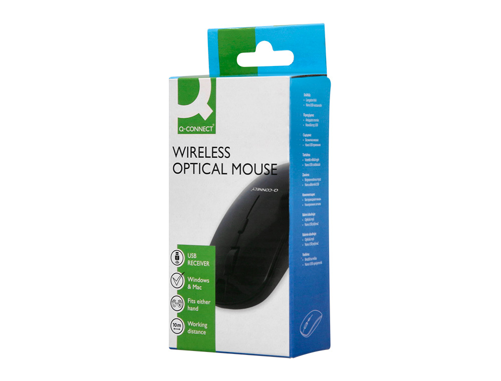 RATON Q-CONNECT OPTICO INALAMBRICO SILENCIOSO DPI 800/1200/1600 PILAS AAA NEGRO