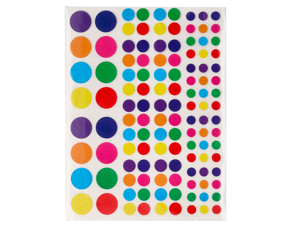 GOMETS LIDERPAPEL AUTOADHESIVO FIGURAS DE COLORES Y TAMAOS SURTIDOS BOLSA DE 10 HOJAS 1188 UNIDADES