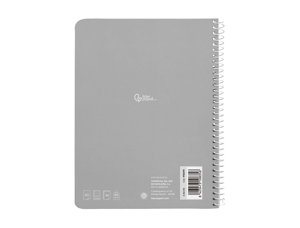 CUADERNO ESPIRAL LIDERPAPEL DIN A5 WITTY TAPA DURA 80H 90GR RAYADO MONTESSORI 3,5 MM COLORES SURTIDOS