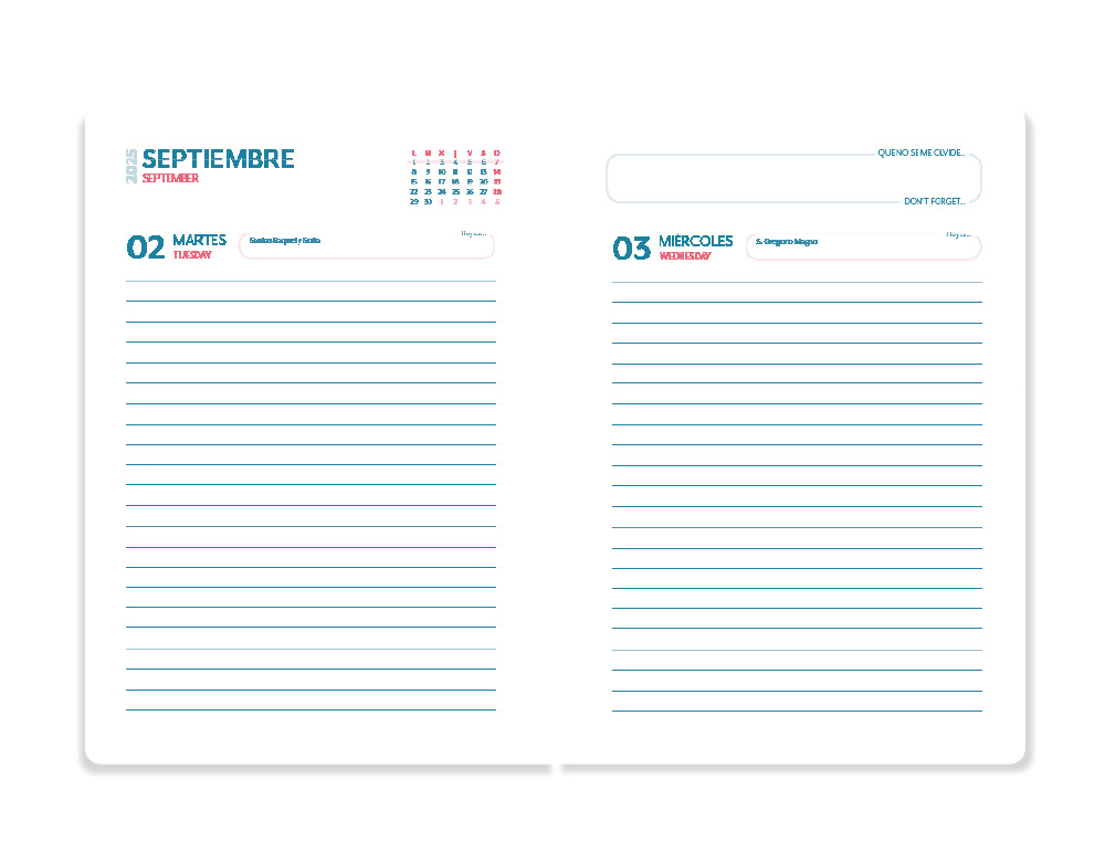 AGENDA ESCOLAR LIDERPAPEL 25-26 ESPIRAL GAME ON VERDE DIA PAGINA A5 BILINGÜE PAPEL FSC 80 GR
