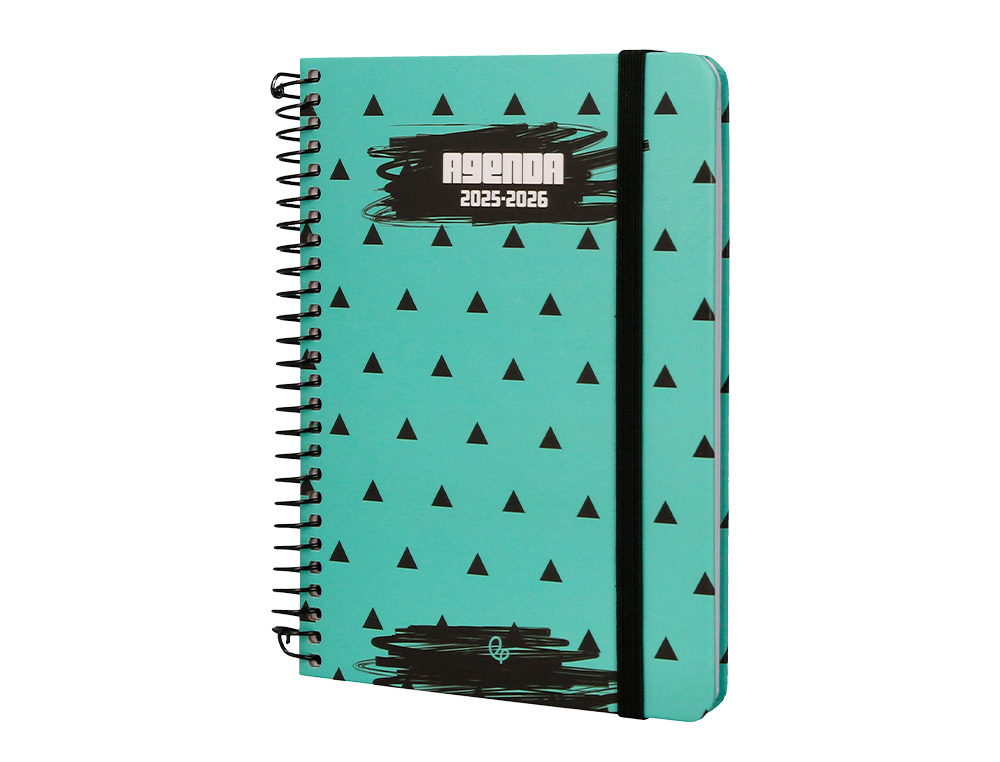 AGENDA ESCOLAR LIDERPAPEL 25-26 ESPIRAL PATTERNS TRIANGULOS SEMANA VISTA A6 BILINGE PAPEL FSC 80 GR