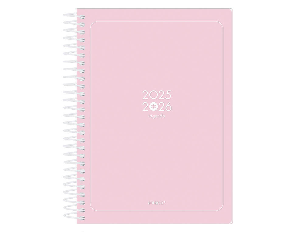 AGENDA ESCOLAR ANTARTIK 25-26 ESPIRAL ESSENTIALS ROSA DIA PAGINA A5 BILINGE PAPEL FSC 80 GR