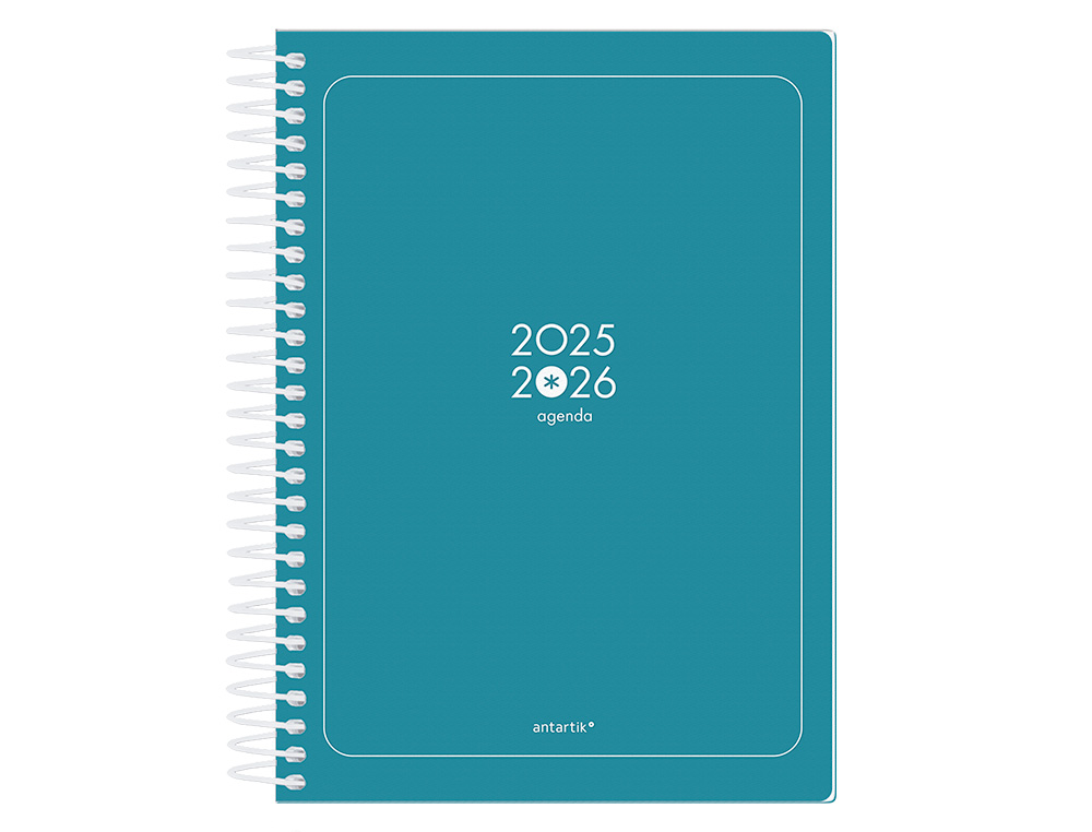 AGENDA ESCOLAR ANTARTIK 25-26 ESPIRAL ESSENTIALS AZUL OSCURO DIA PAGINA A5 BILINGE PAPEL FSC 80 GR