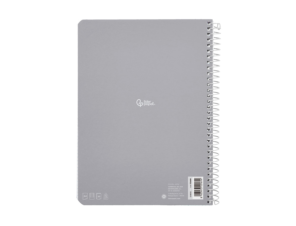 CUADERNO ESPIRAL LIDERPAPEL A4 MICRO SMART TAPA BLANDA 80H 75GR HORIZONTAL 7MM DOBLE MARGEN 4 TALADROS COLORES