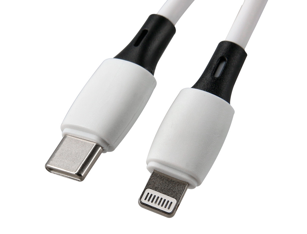 CABLE USB-C A APPLE LIGHTNING Q-CONNECT PVC LONGITUD 2M BLANCO