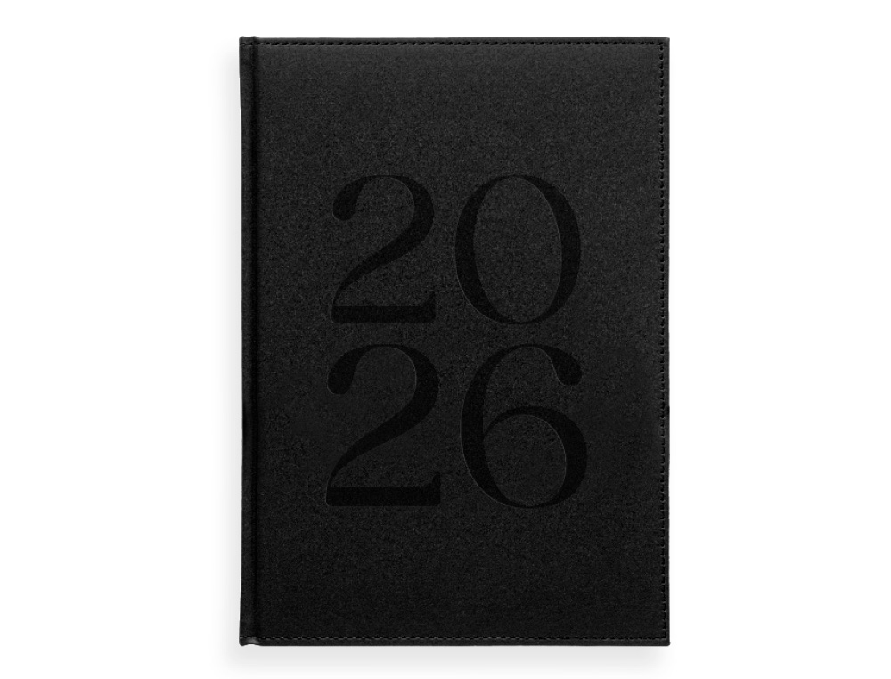 AGENDA ENCUADERNADA LIDERPAPEL CRETA 170X240 MM 2026 SEMANA VISTA NEGRO PAPEL 70 GR FSC
