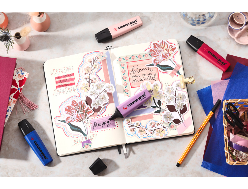 ROTULADOR STABILO BOSS FLUORESCENTE NATURE COLORS WILDFLOWER EDITION ESTUCHE DE 4 UNIDADES COLORES SURTIDOS