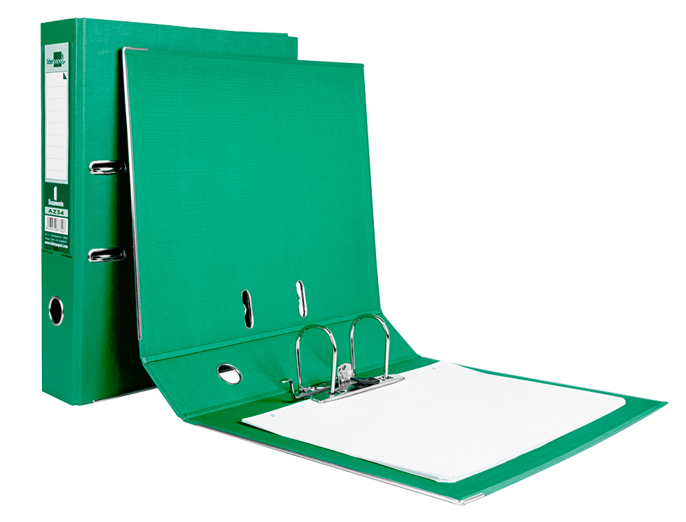 ARCHIVADOR DE PALANCA LIDERPAPEL FOLIO DOCUMENTA FORRADO PVC CON RADO LOMO 75MM VERDE COMPRESOR METALICO