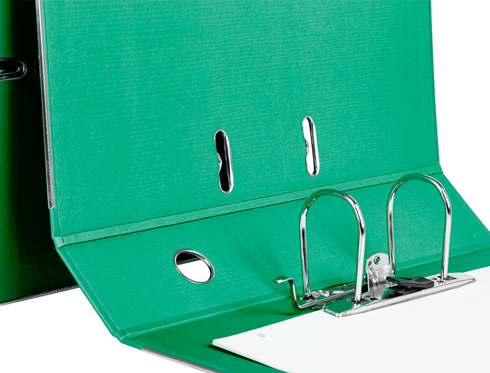 ARCHIVADOR DE PALANCA LIDERPAPEL FOLIO DOCUMENTA FORRADO PVC CON RADO LOMO 75MM VERDE COMPRESOR METALICO