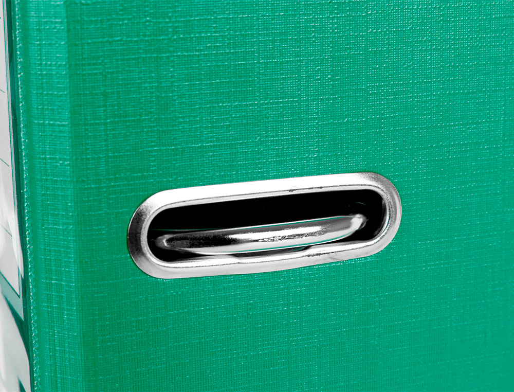 ARCHIVADOR DE PALANCA LIDERPAPEL FOLIO DOCUMENTA FORRADO PVC CON RADO LOMO 75MM VERDE COMPRESOR METALICO