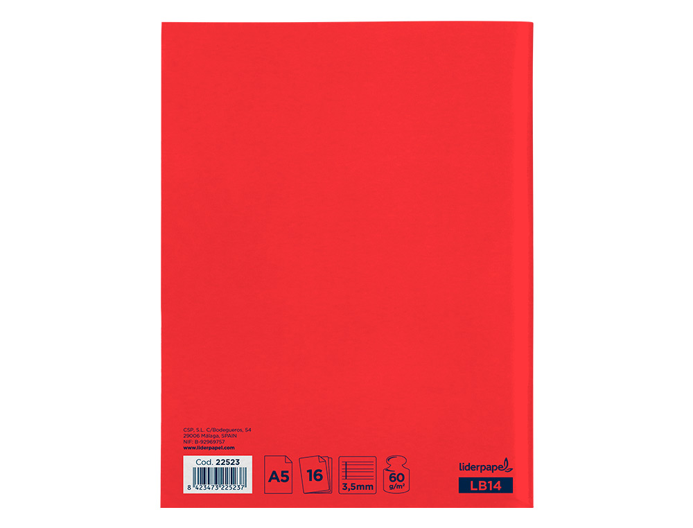 LIBRETA LIDERPAPEL SMART A5 16 HOJAS 60GR CUADRO PAUTA 4 3,5 MM CON MARGEN