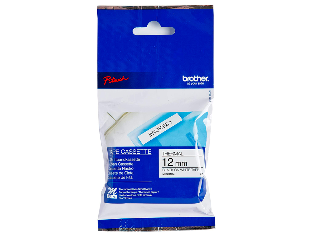 CINTA BROTHER MK-231 BLANCO-NEGRO 12MM LONGITUD 8 MT