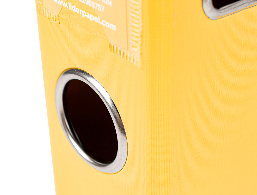 ARCHIVADOR DE PALANCA LIDERPAPEL A4 DOCUMENTA FORRADO PVC CON RADO LOMO 52MM AMARILLO COMPRESOR METALICO