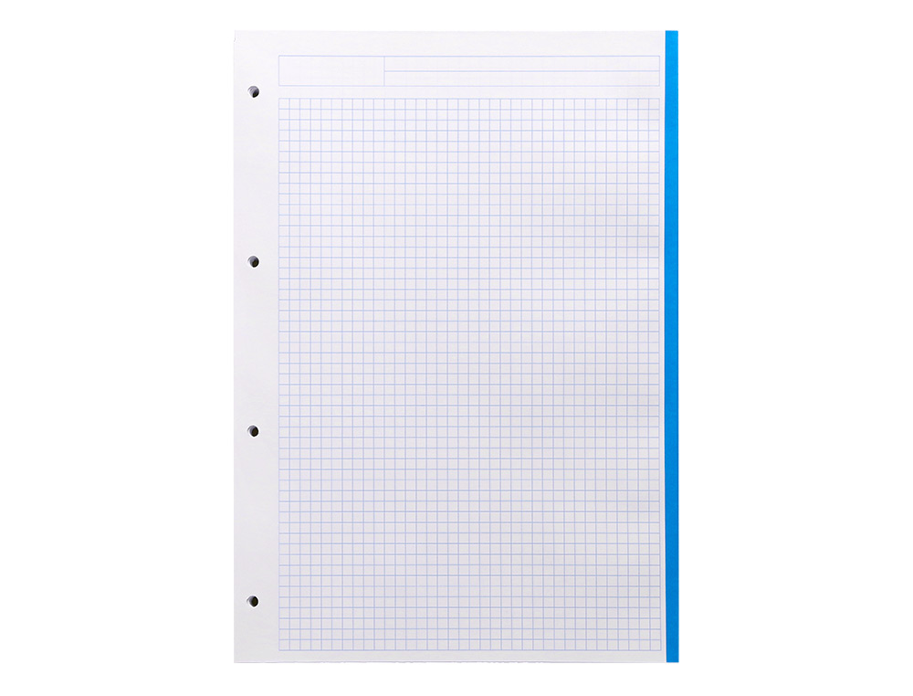 RECAMBIO LIDERPAPEL A4 120 HOJAS 80GR CUADRO 5MM SIN MA RGEN 4 TALADROS BANDAS DE 5 COLORES