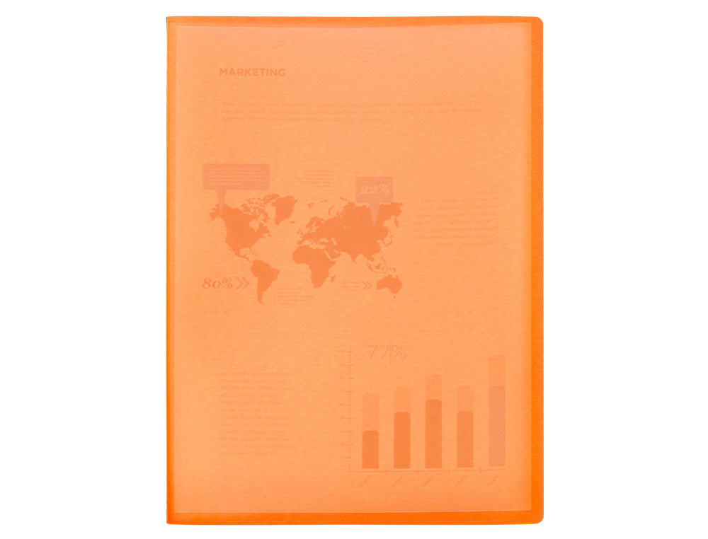 CARPETA LIDERPAPEL ESCAPARATE 47041 20 FUNDAS POLIPROPILENO TRASLUCIDA DIN A4 NARANJA FROSTY