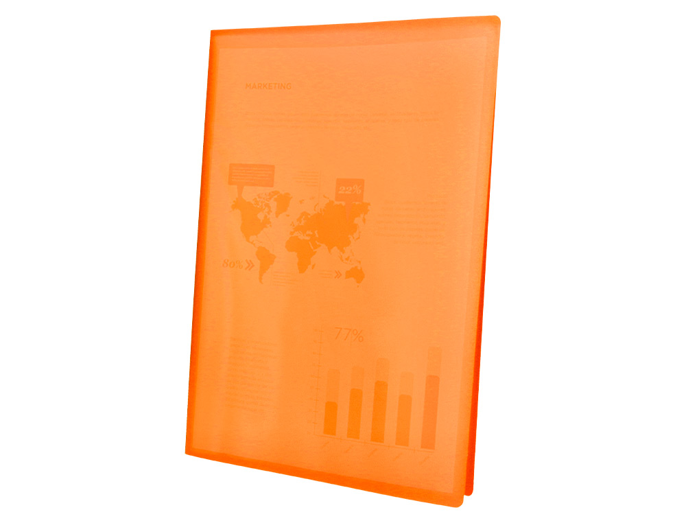 CARPETA LIDERPAPEL ESCAPARATE 47041 20 FUNDAS POLIPROPILENO TRASLUCIDA DIN A4 NARANJA FROSTY