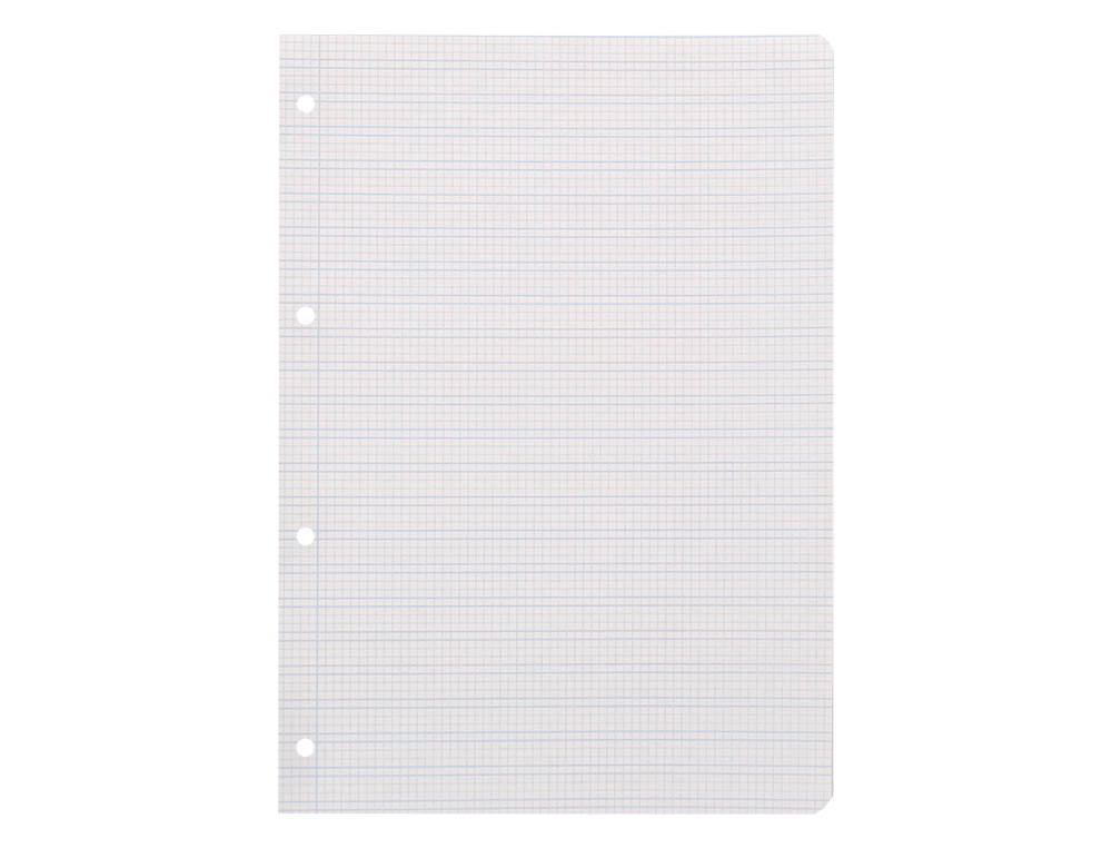 RECAMBIO LIDERPAPEL A4 PAUTAGUIA 100 HOJAS 75GR CUADRICULADO PAUTADO 3MM CON MARGEN 4 TALADROS