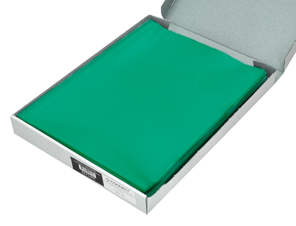 CARPETA DOSSIER UERO PLASTICO Q-CONNECT DIN A4 120 MICRAS VERDE CAJA DE 100 UNIDADES