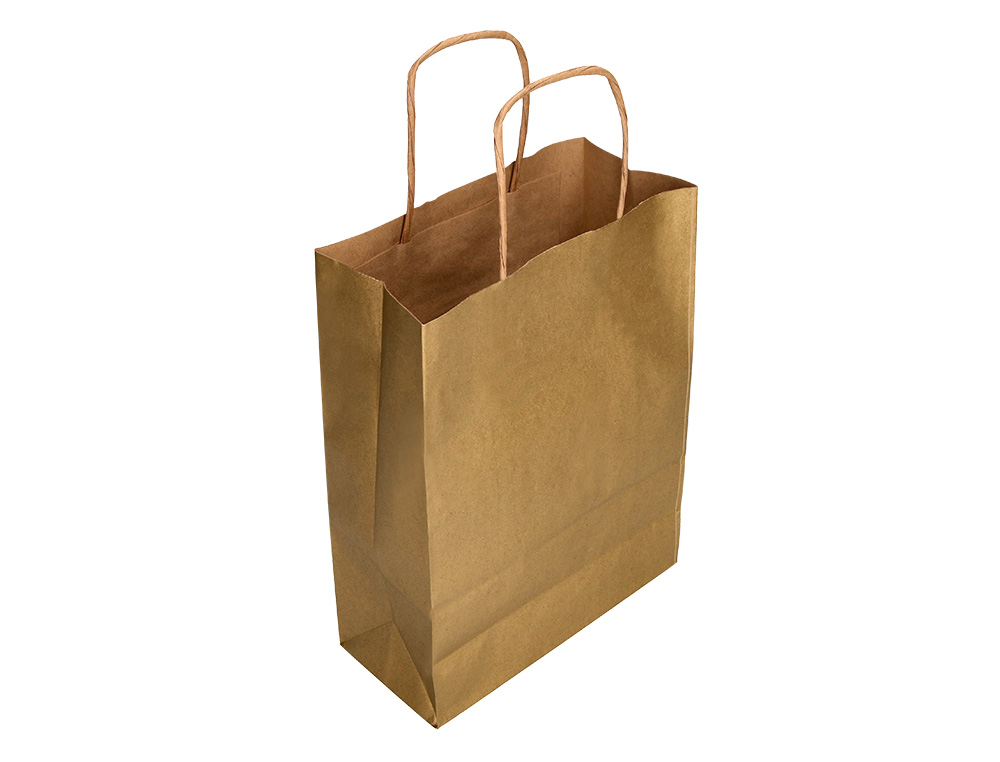 BOLSA KRAFT Q-CONNECT ORO ASA RETORCIDA 270X120X360 MM