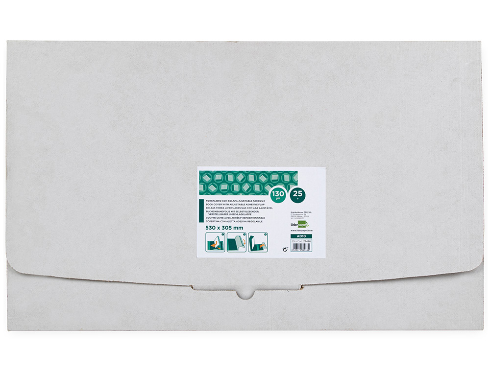 FORRALIBRO LIDERPAPEL N31 CON SOLAPA AJUSTABLE ADHESIVO 312 X 530 MM