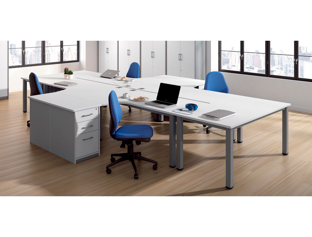 MESA ROCADA SERIE EXECUTIVE 180X110 CM IZQUIERDA ACABADO GRIS/HAYA
