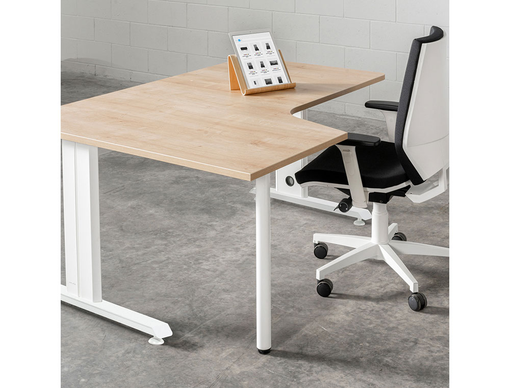 MESA ROCADA SERIE METAL 180X110X76 CM DERECHA ACABADO AC01 HAYA