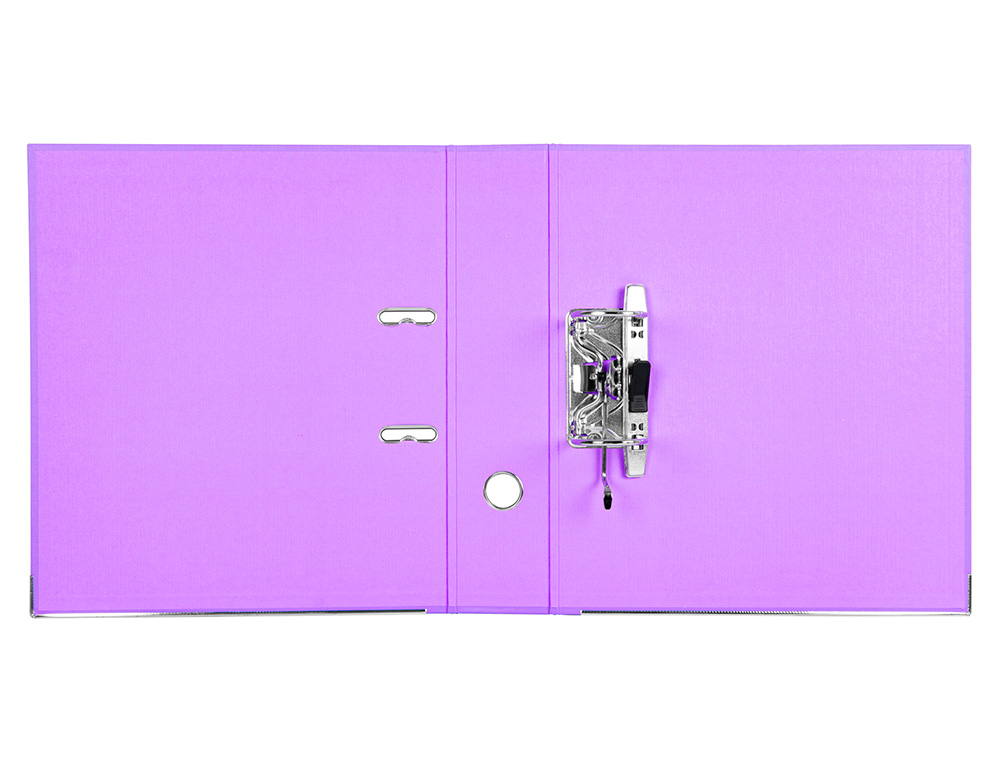 ARCHIVADOR DE PALANCA LIDERPAPEL A4 DOCUMENTA FORRADO PVC CON RADO LOMO 75 MM LILA COMPRESOR METALICO