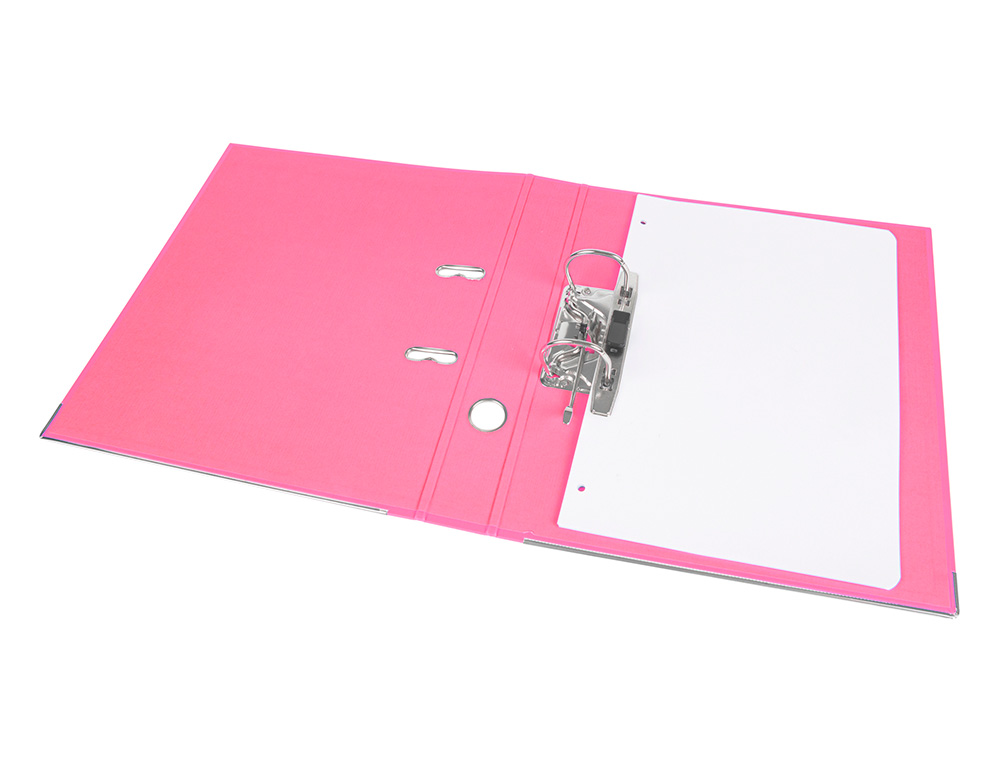 ARCHIVADOR DE PALANCA LIDERPAPEL A4 DOCUMENTA FORRADO PVC CON RADO LOMO 52 MM ROSA COMPRESOR METALICO