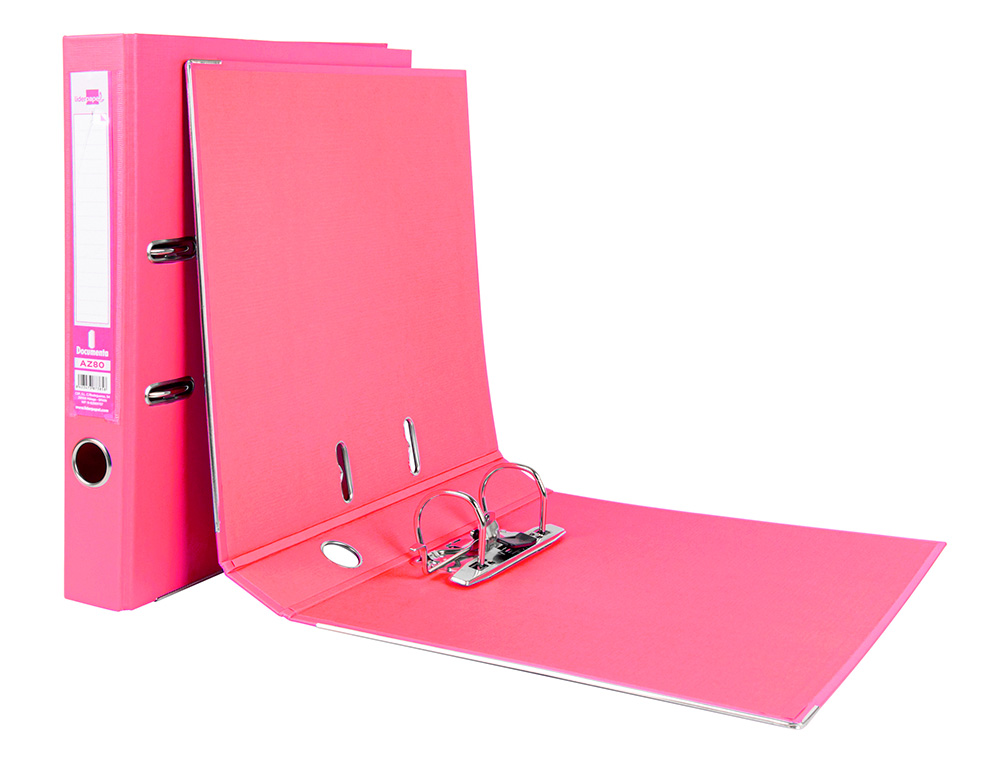 ARCHIVADOR DE PALANCA LIDERPAPEL A4 DOCUMENTA FORRADO PVC CON RADO LOMO 52 MM ROSA COMPRESOR METALICO