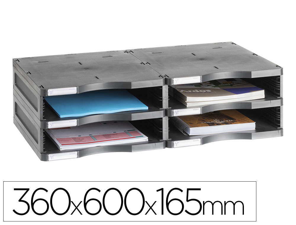 ARCHIVADOR MODULAR ARCHIVO 2000 ARCHIVODOC 4 CASILLAS COLOR NEGRO 360X600X165 MM