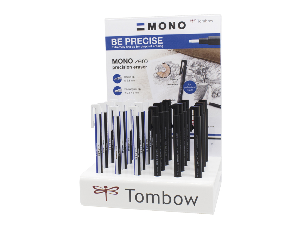 PORTAGOMAS TOMBOW MONO ZERO EXPOSITOR DE 24 UNIDADES PUNTAS SURTIDAS
