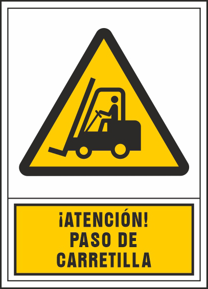 PICTOGRAMA SYSSA SEAL DE ADVERTENCIA ATENCION! PASO DE CARRETILLA EN PVC 245X345 MM