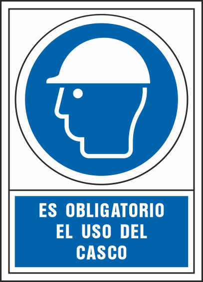 PICTOGRAMA SYSSA SEAL DE OBLIGACION ES OBLIGATORIO EL USO DE CASCO EN PVC 245X345 MM